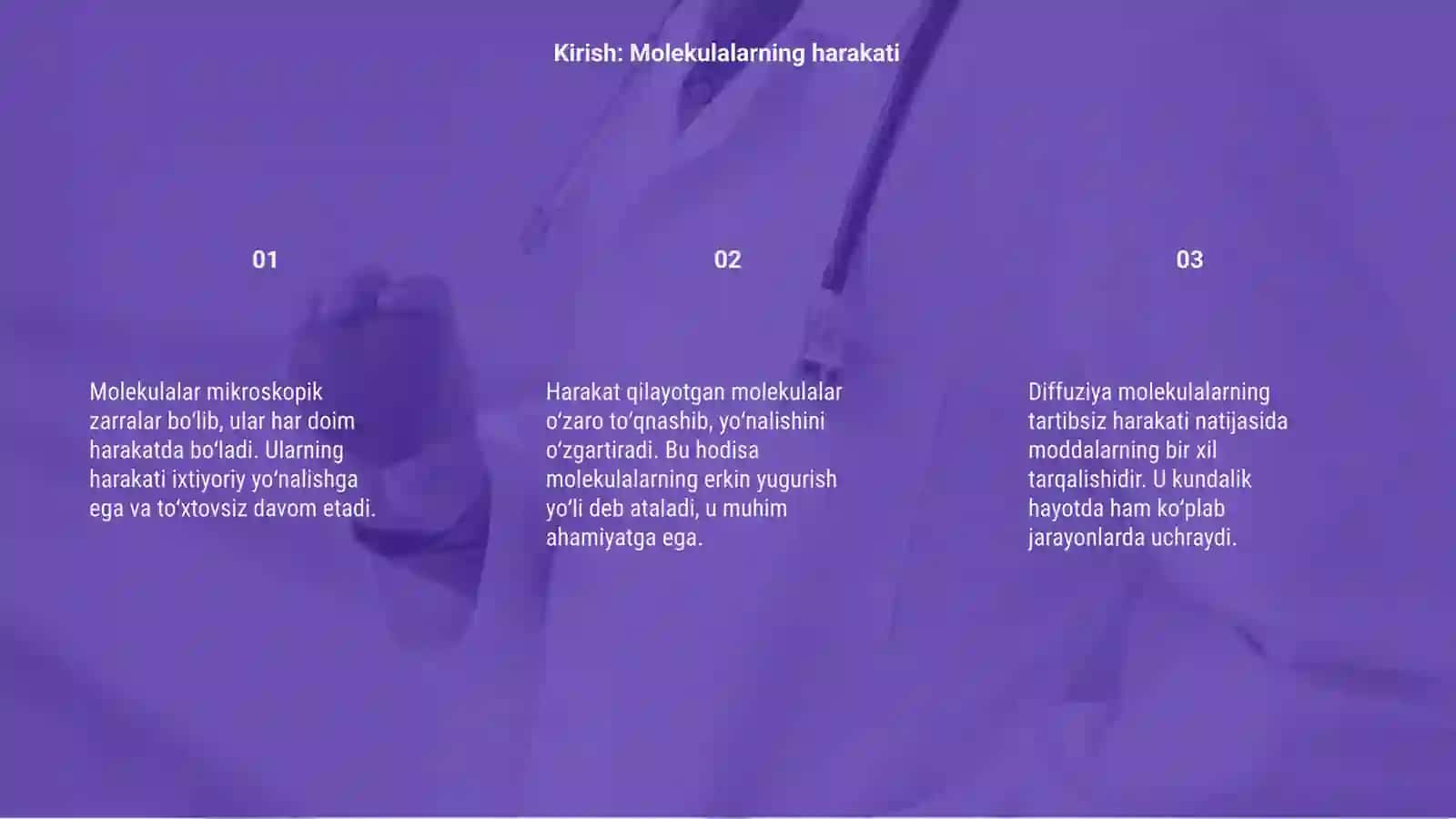 Molekulalarning erkin yugurish yo‘li. Diffuziya 3
