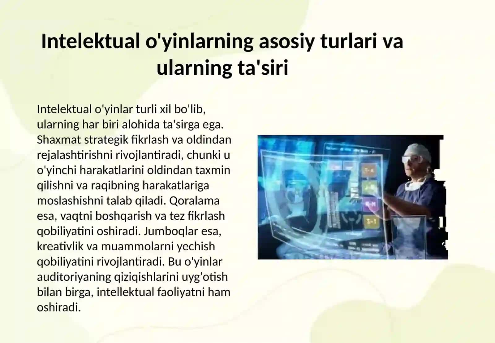 Intelektual o'yinlarda auditoriyaning qiziqishlari, intellektual faolligini oshishi 3
