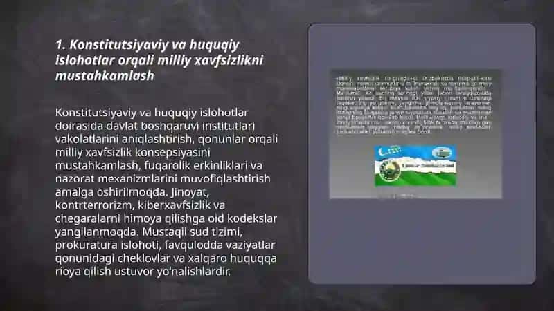 Milliy xavfsizlikni ta'minlash borasida amalga oshirilayotgan ishlar 3
