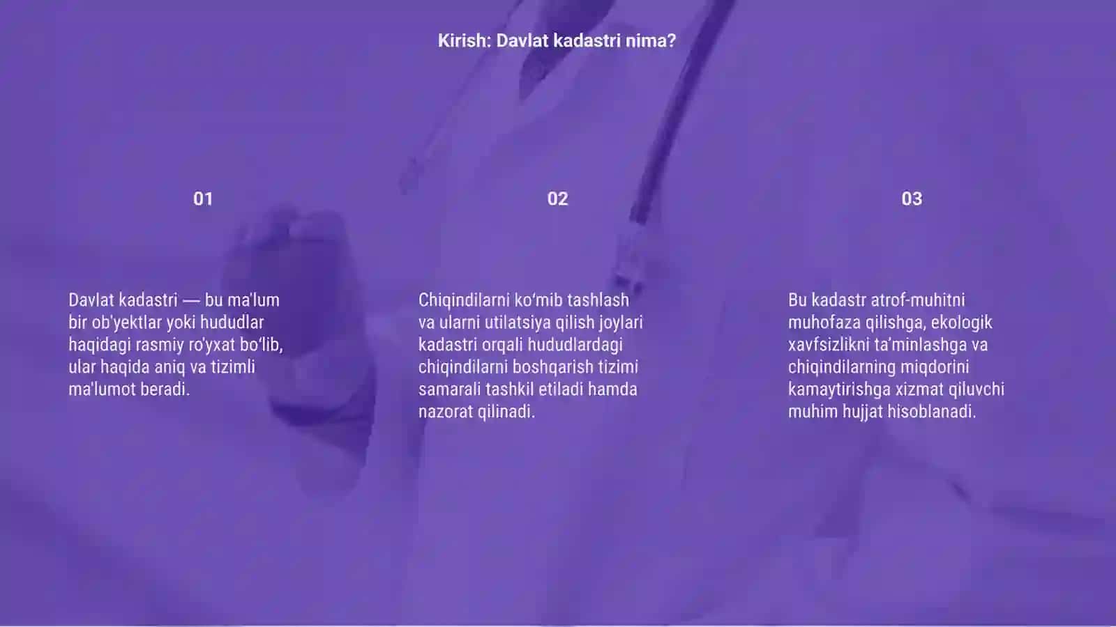 Chiqindilarni kŏmib tashlash va utillashtirish joylari davlat kadastri 3