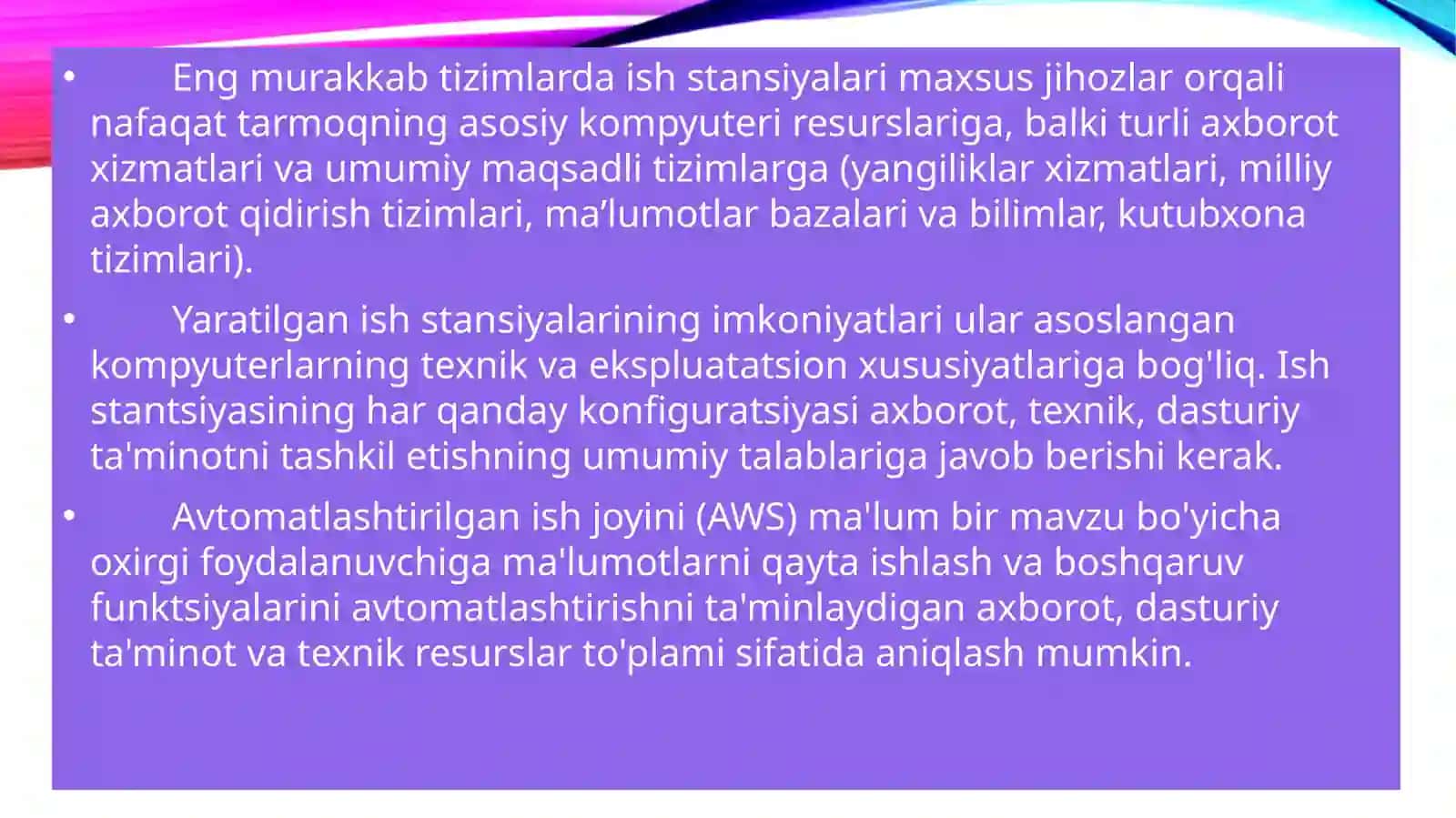 Avtomatlashtirilgan va xorijiy tijorat tizimlari 3