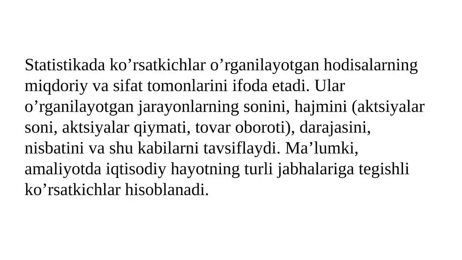 Tasviriy statistika ko‘rsatkichlari. O‘rtacha miqdorlar 3