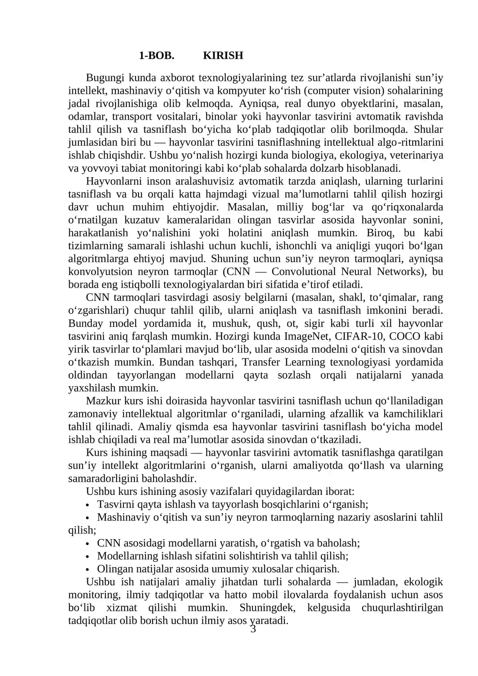 HAYVONLAR TASVIRINI TASNIFLASHNING INTELLEKTUAL ALGORITMLARI 3