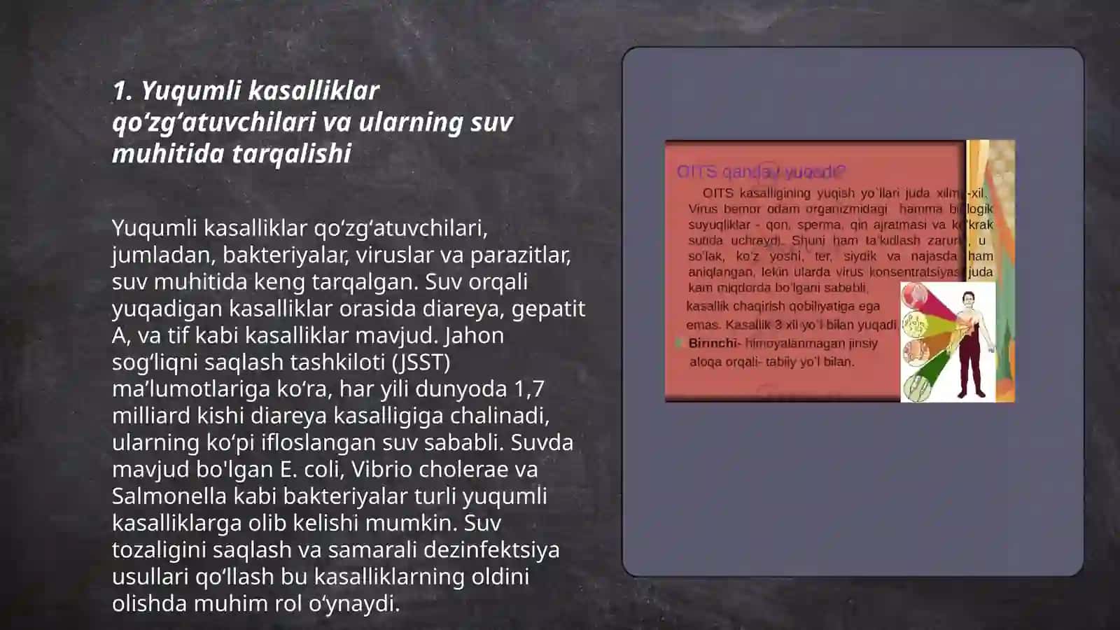 Yuqumli kasalliklar qoʻzgʻatuvchilari va ularning suv muhitida tarqalishi va suv orqali zaharlanish 3