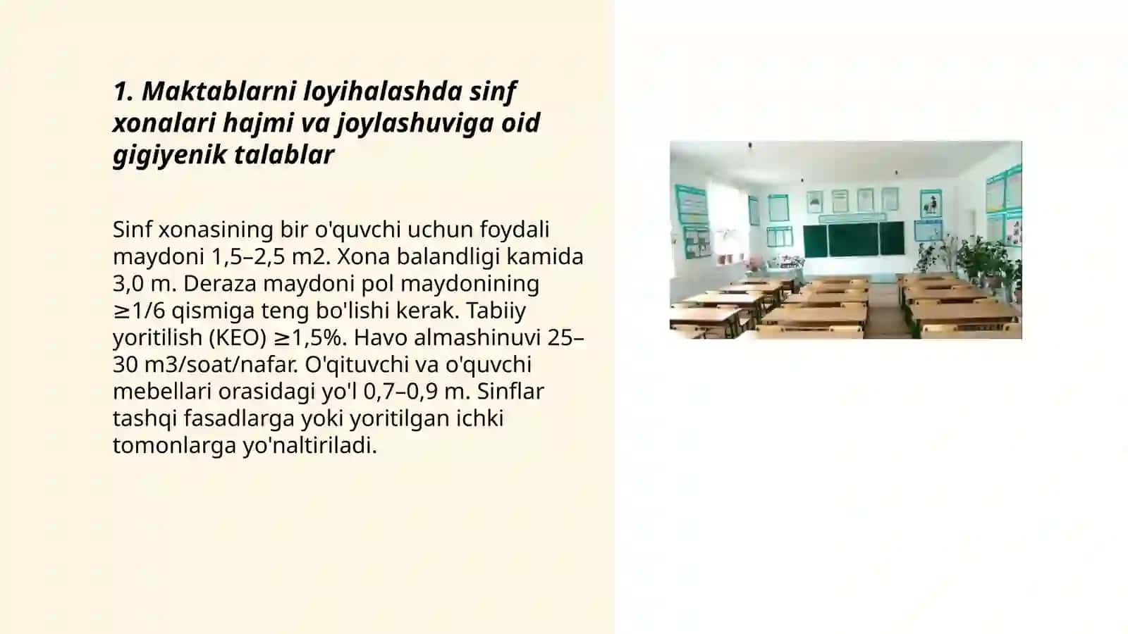 Maktablarni loyihalashga bo'lgan gigiyenik talablar 3