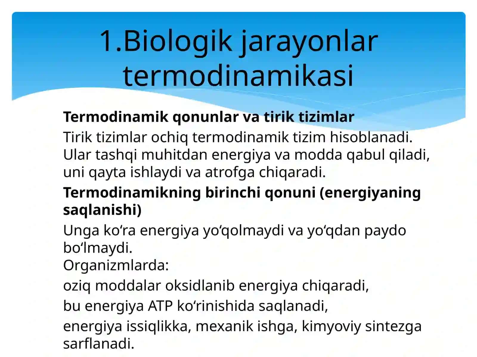 Biologik jarayonlar termodinamikasi. Tirik tizimlarga havo haroratining ta'siri 3