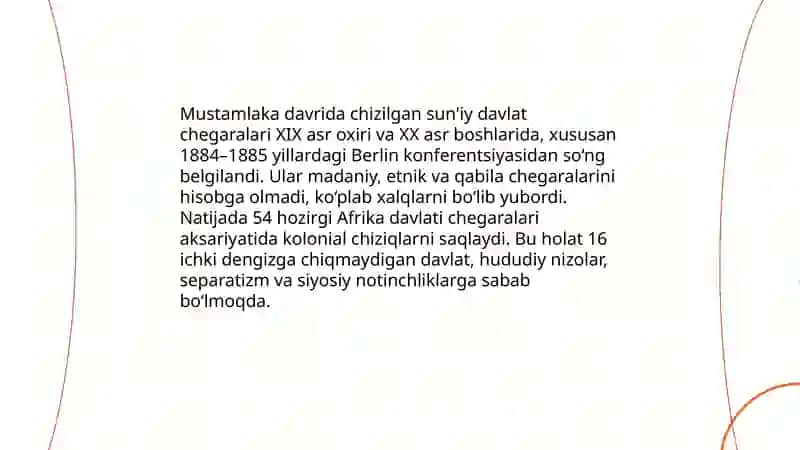 Afrika siyosiy kartasining shakllanish xususiyatlari 3