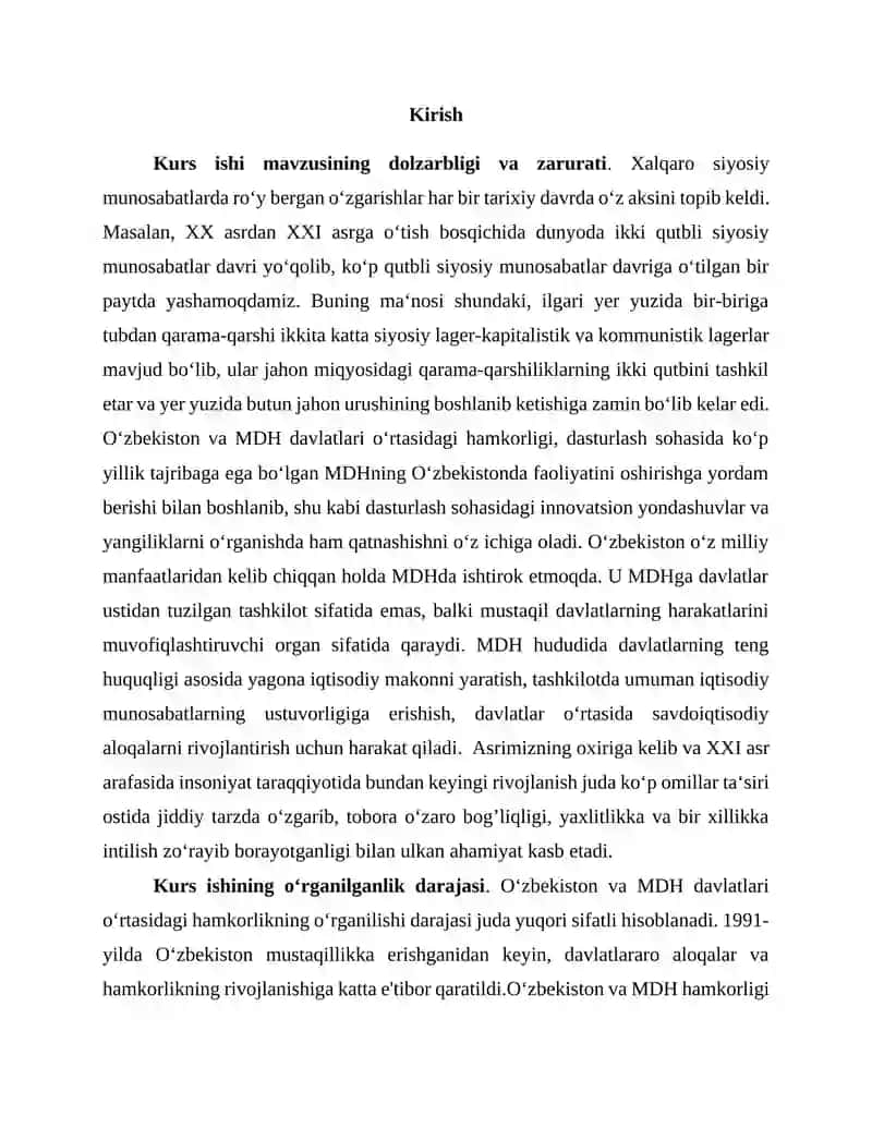 O‘ZBEKISTONNING MDH DAVLATLARI BILAN O‘ZARO HAMKORLIGI 3