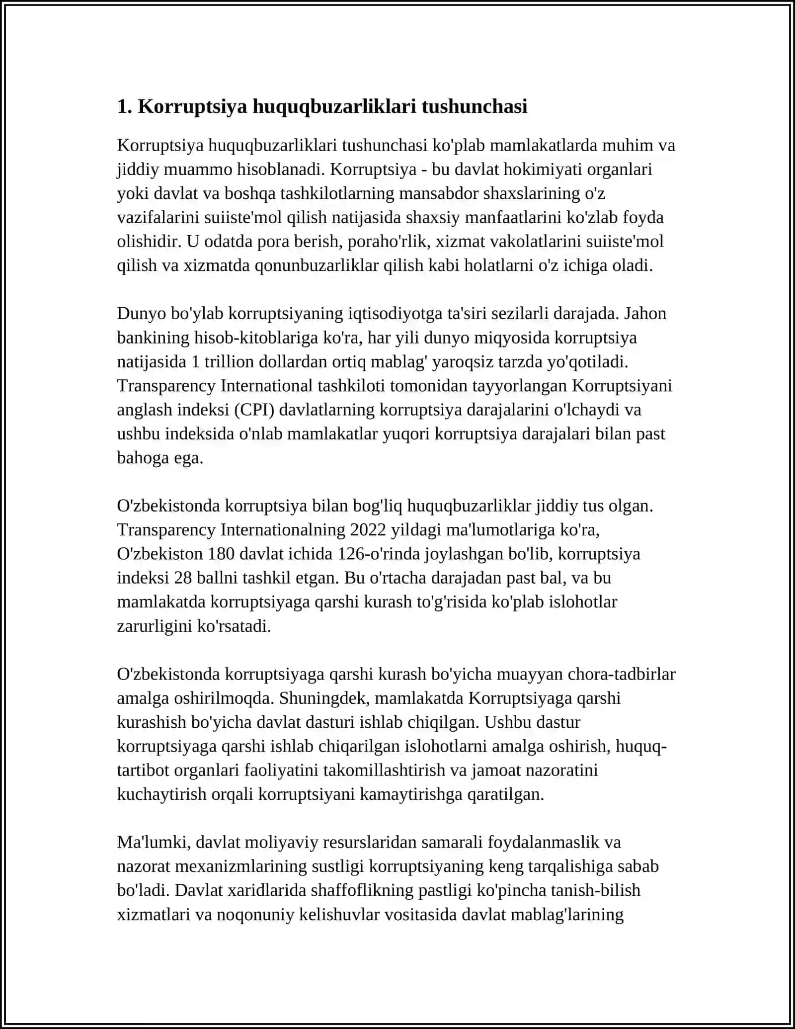 KORRUPSIYAGA OID HUQUQBUZARLIKLAR UCHUN JAVOBGARLIK Referat 3