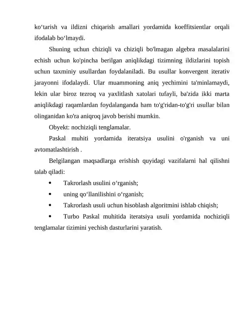 Chiziqli boʻlmagan tenglamalar sistemasini itiratsiya metodi bilan yechish 3