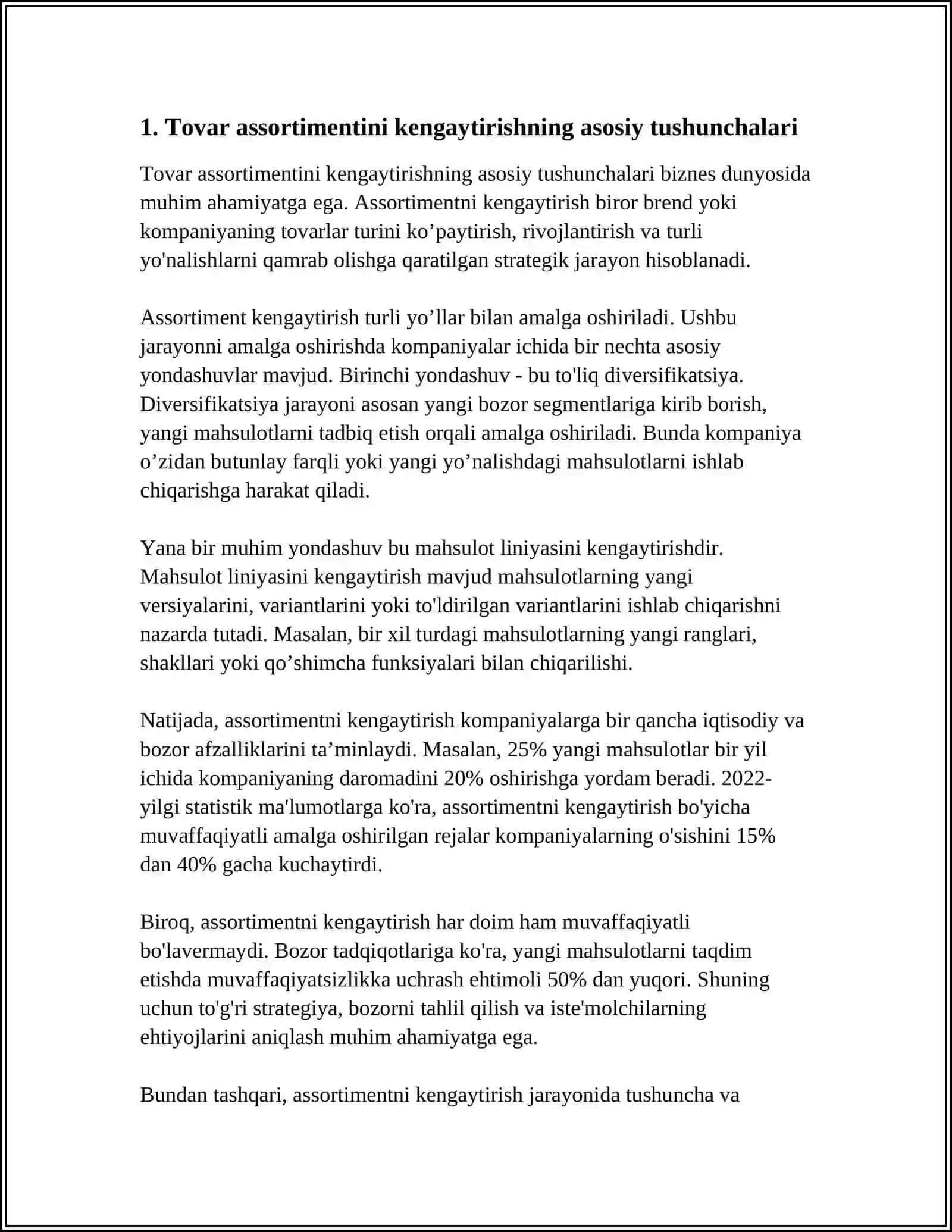 ISHLAB CHIQARISH KORXONALARIDA TOVAR ASSORTIMENTINI KENGAYTIRISH STRATEGIYASI 3