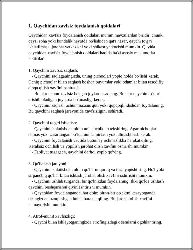 Qaychidan xavfsiz foydalanish qoidalari 3