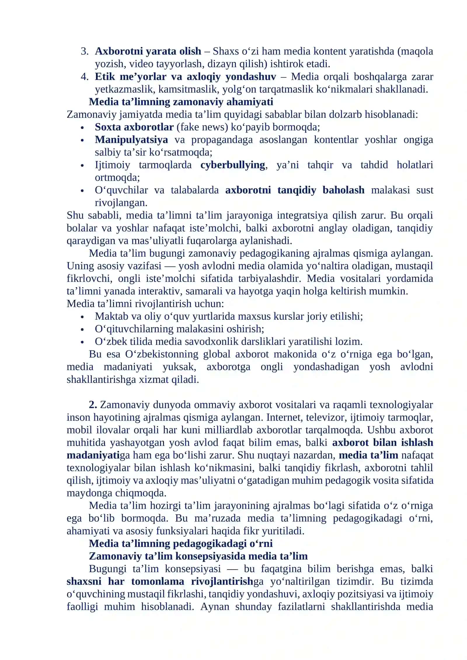 MEDIA TA’LIM NAZARIYASINING PEDAGOGIKADAGI O‘RNI 3