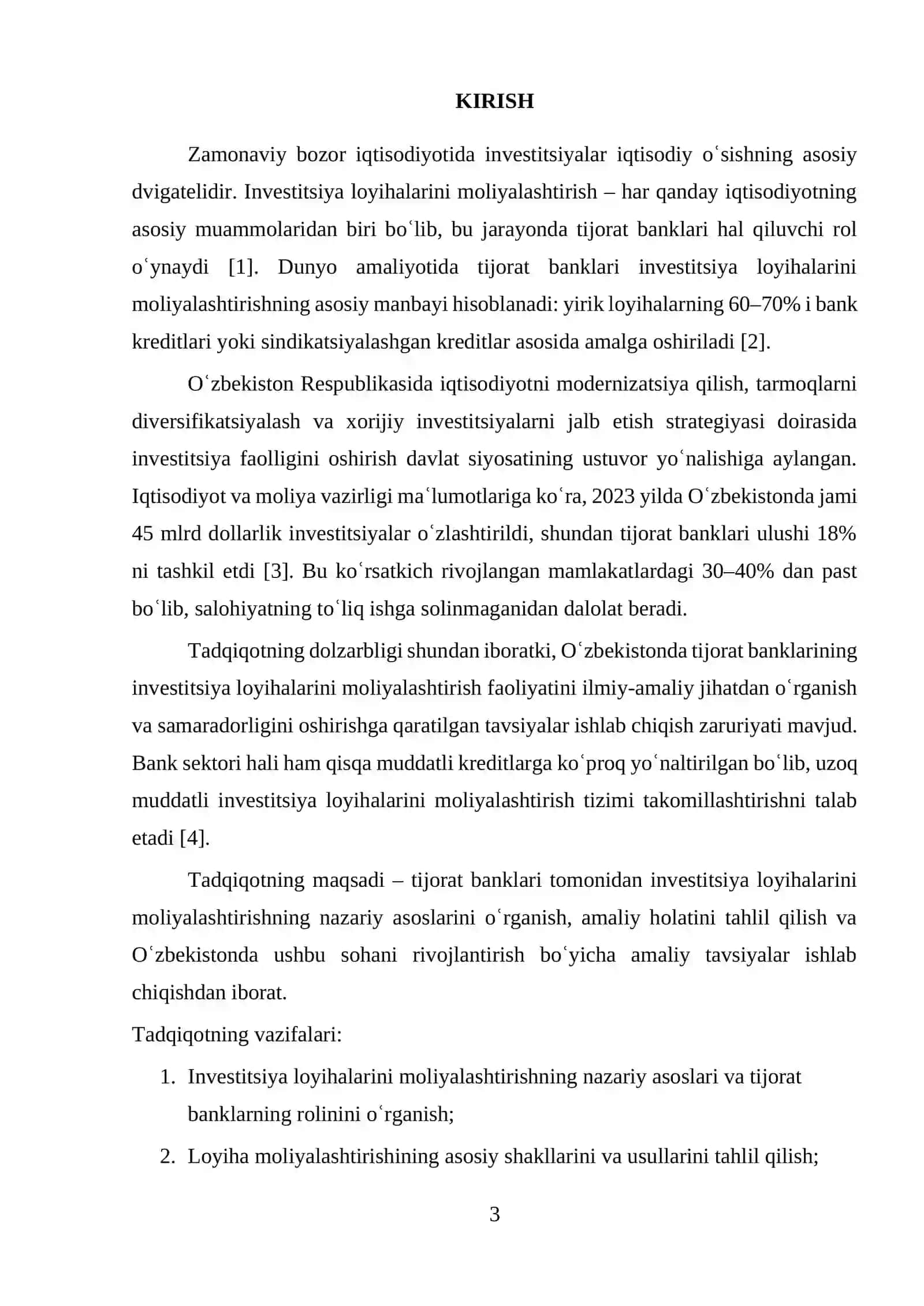 TIJORAT BANKLAR TOMONIDAN MOLIYALASHTIRILAYOTGAN INVESTITSIYA LOYIHALAR 3