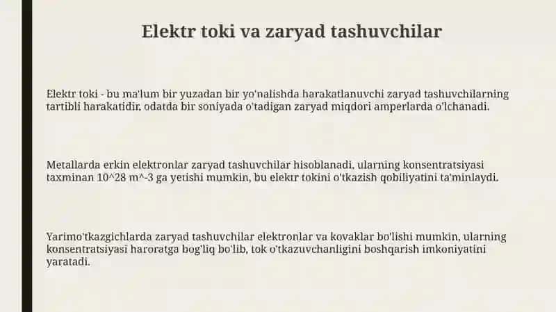 Elektr toki va uning asosiy xossalari 3
