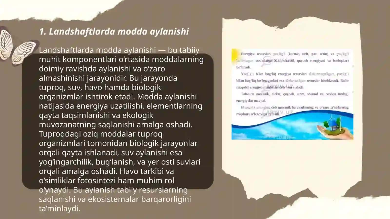 Landshaftlarda modda va energiya almashinuvi to'g'risida 3