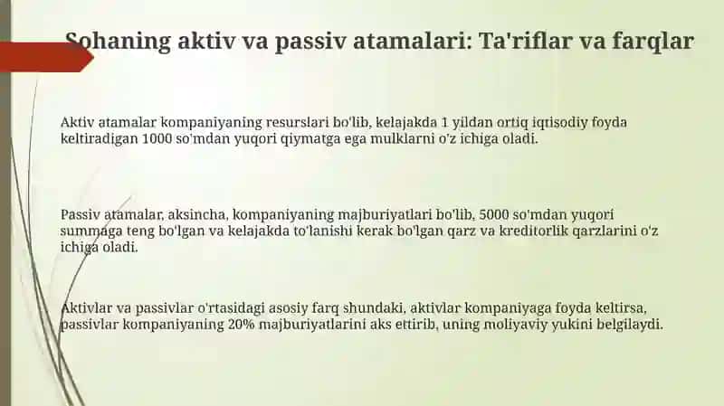 Sohaning faol va nofaol terminlari 3