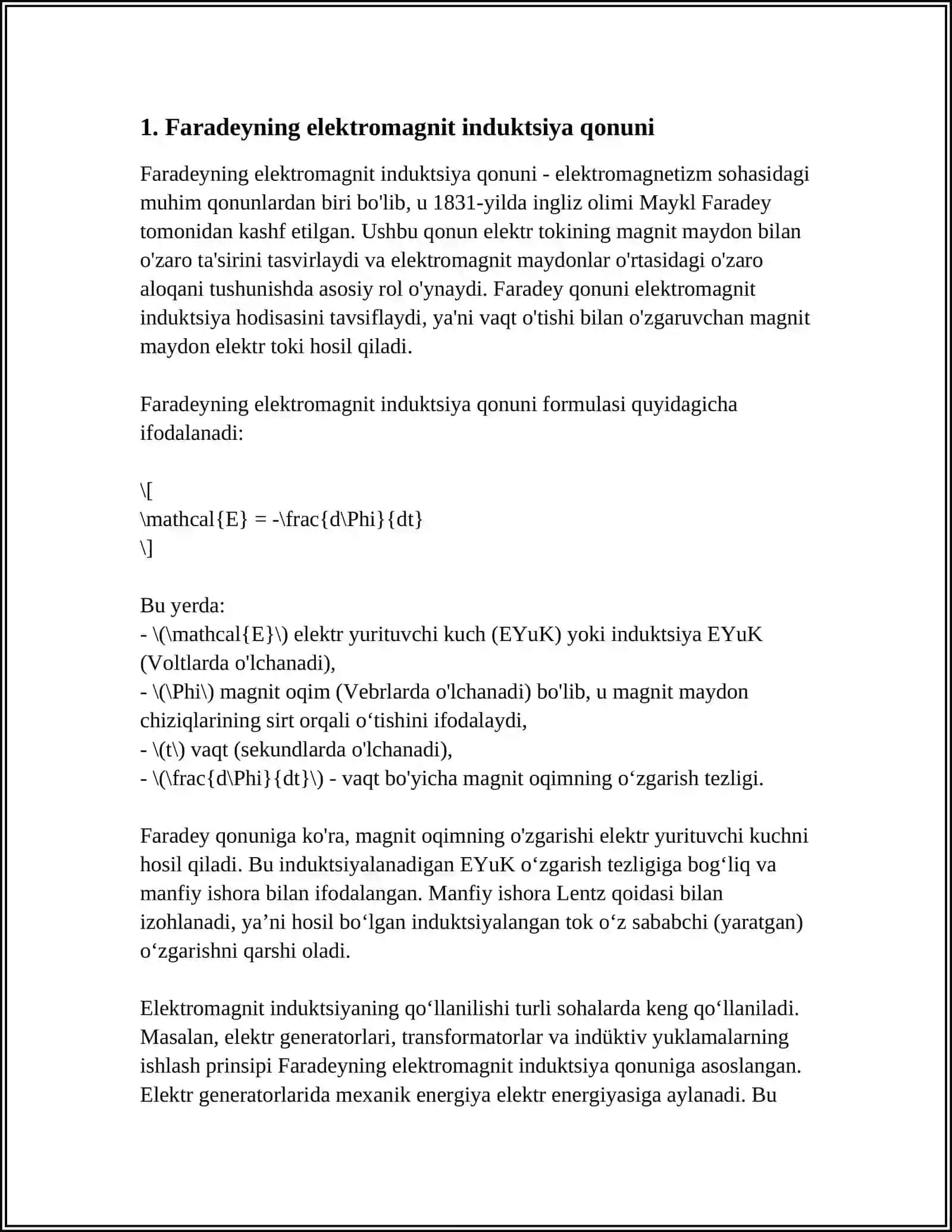 FARADEYNING ELEKTROMAGNIT INDUKCIYA QONUNI 3