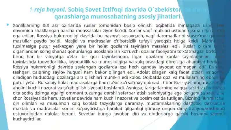 O‘ZBEKISTONDA FAOLIYAT YURITUVCHI DINIY TASHKILOTLAR. ZAMONAVIY DINIY HARAKATLAR VA SEKTALAR. 3
