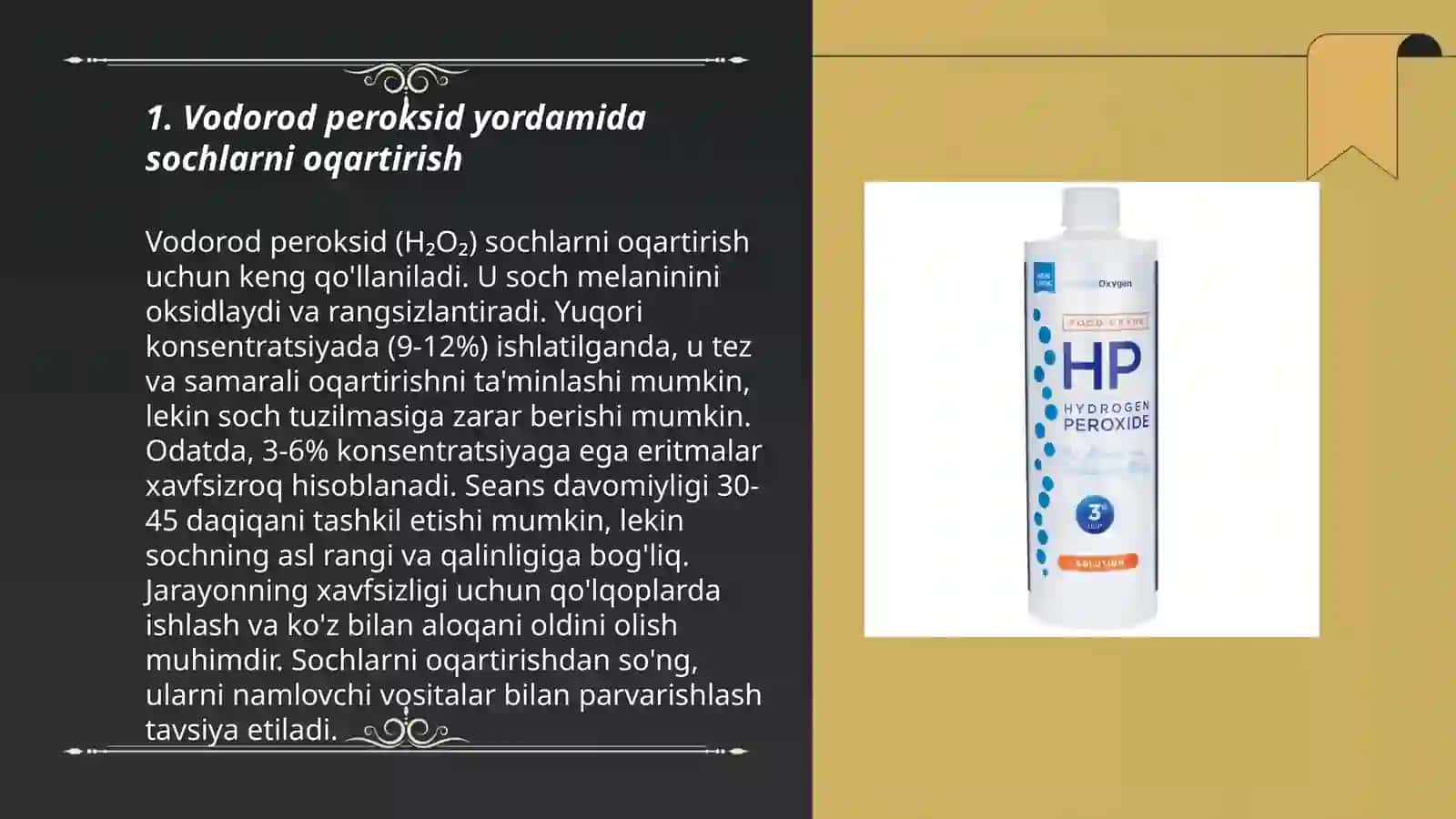 Vodorod peroksid yordamida sochlarni oqartirish 3
