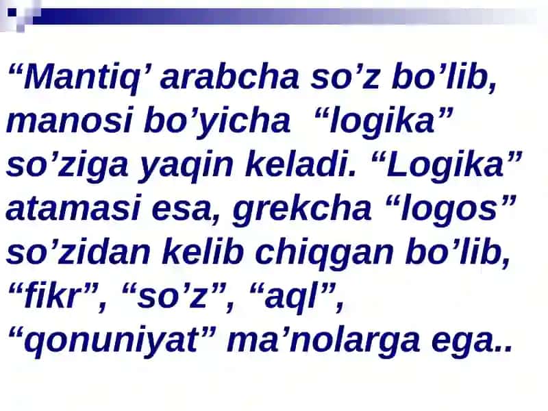 Mantiq ilmining predmeti, asosiy qonunlari. Tushuncha tafakkur shakli sifatida 3