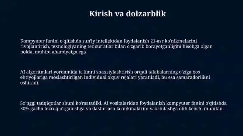 Sun`iy intelekt yordamida informatika fanini o`qitish 3