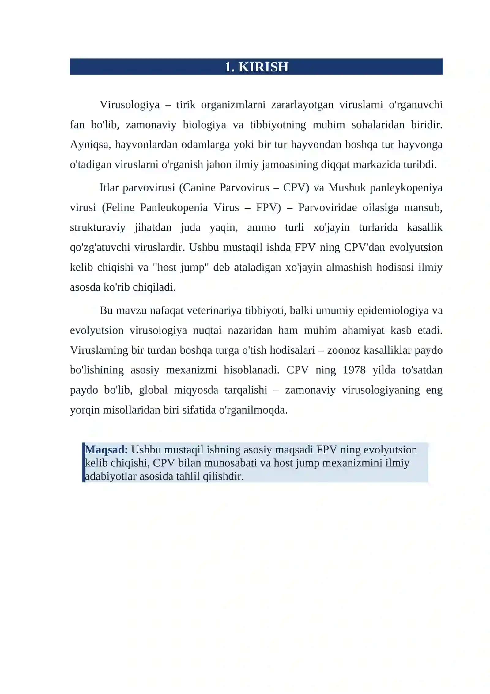 Itlar parvovirusidan mushuk panleykopeniya virusining evolyutsion kelib chiqishi 3