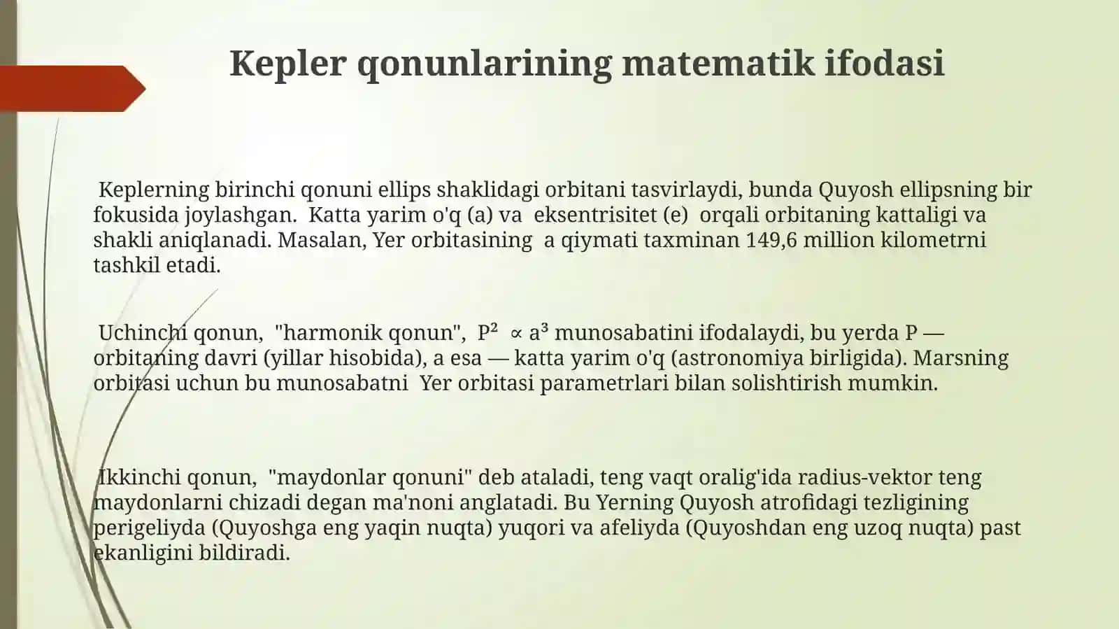 Kepler qonunlari va uning amaliy qoʻllanilishi 3