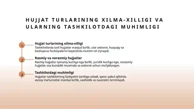 Hujjat turlari va ish yuritish asoslari 3
