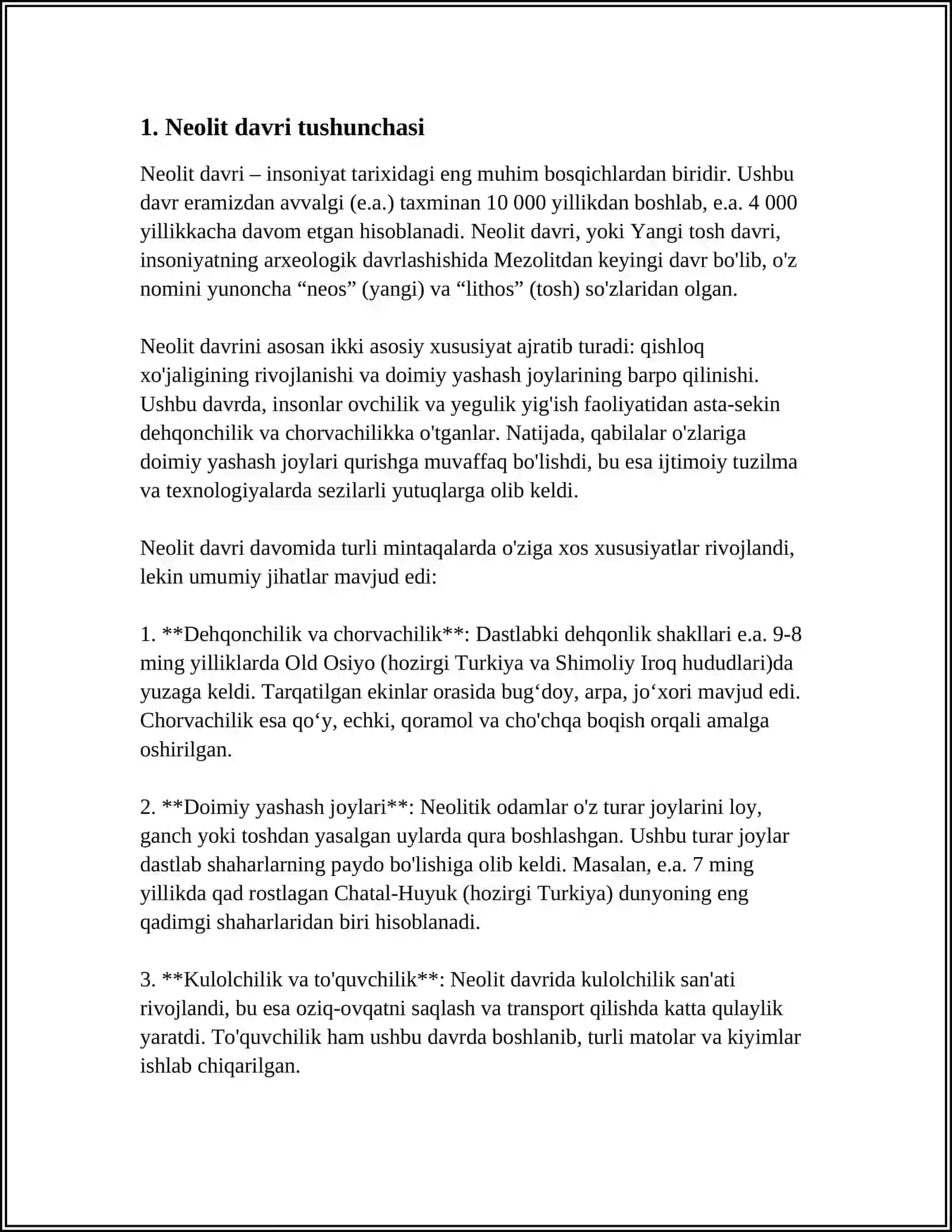 OʻRTA OSIYO NEOLIT DAVRI IBTIDOIY MANZILGOHLARI XARITASINI TUZISH 3