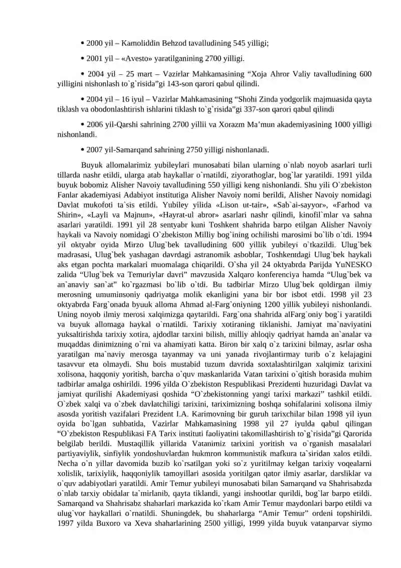 Mustaqillik yillarida ma`naviy me`ros, milliy va diniy qadriyatlarning tiklanishi va rivojlanishi 3