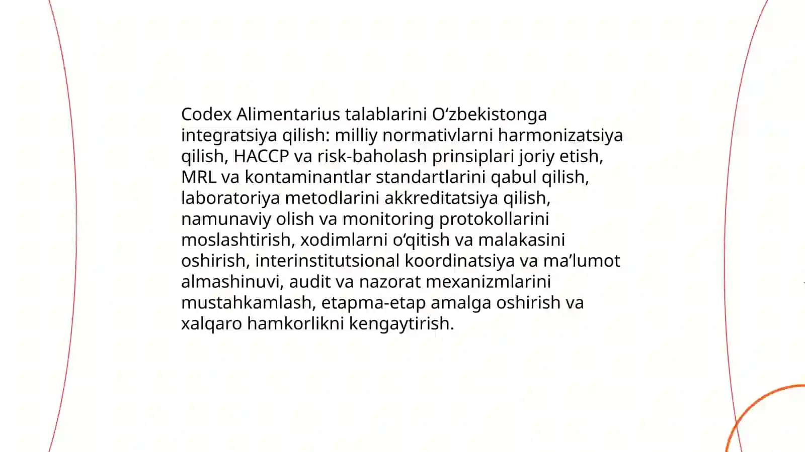 Oziq ovqat mahsulotlarining gigiyenik tekshirish ekspertizasi Codex Alimentarius talablarini taxlil qilish 3