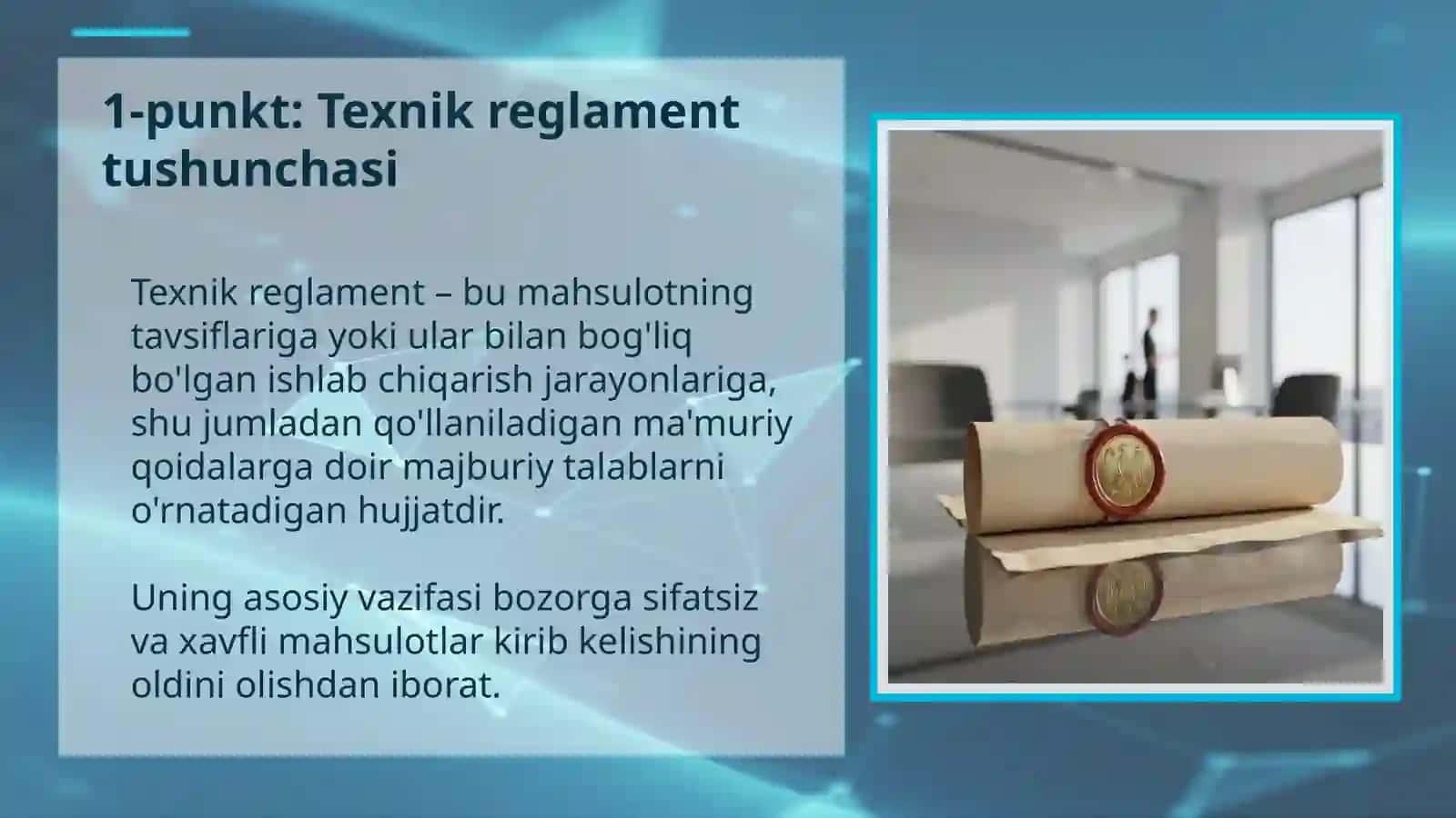 TEXNIK REGLAMENTLAR: ZAMONAVIY SIFAT VA XAVFSIZLIK STANDARTI 3