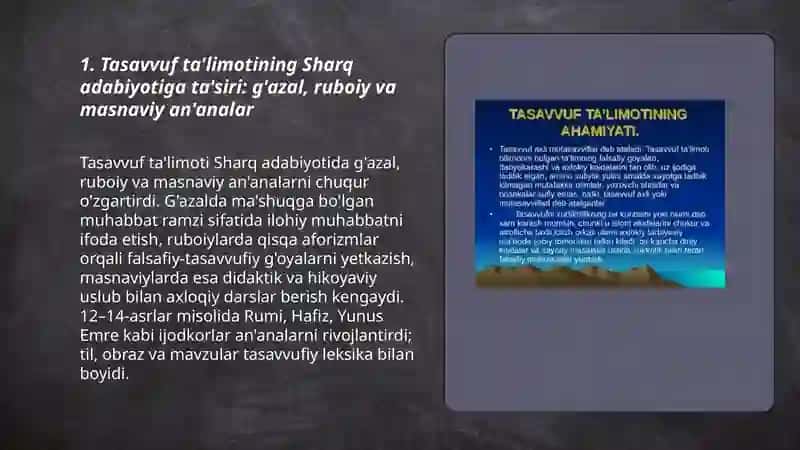 Tasavvuf ta'limotining Sharq madaniyatiga ta'siri 3
