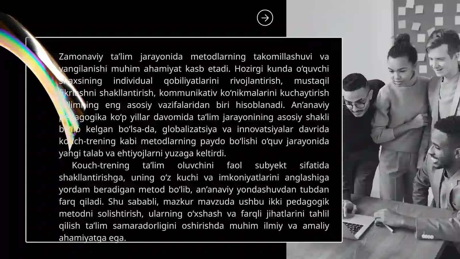 KOUCH-TRENING VA AN’ANAVIY 
PEDAGOGIKA METODLARINING 
SOLISHTIRILISHI 3