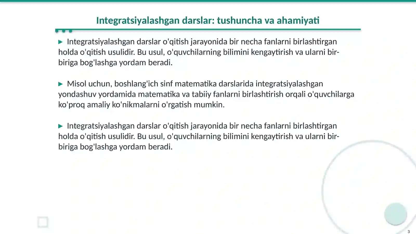 Boshlangʻich sinf matematika darslarida integratsiyalashgan taʼlim 3