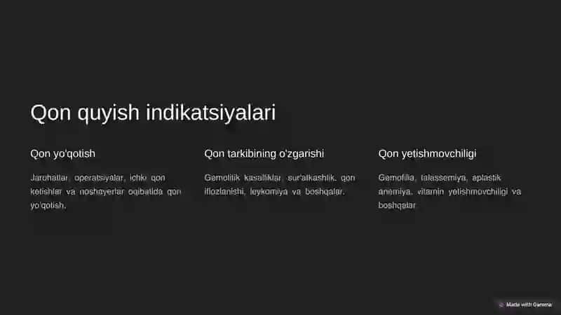 Qon va qon o'rnini bosadigan suyoqliklar quyish 3