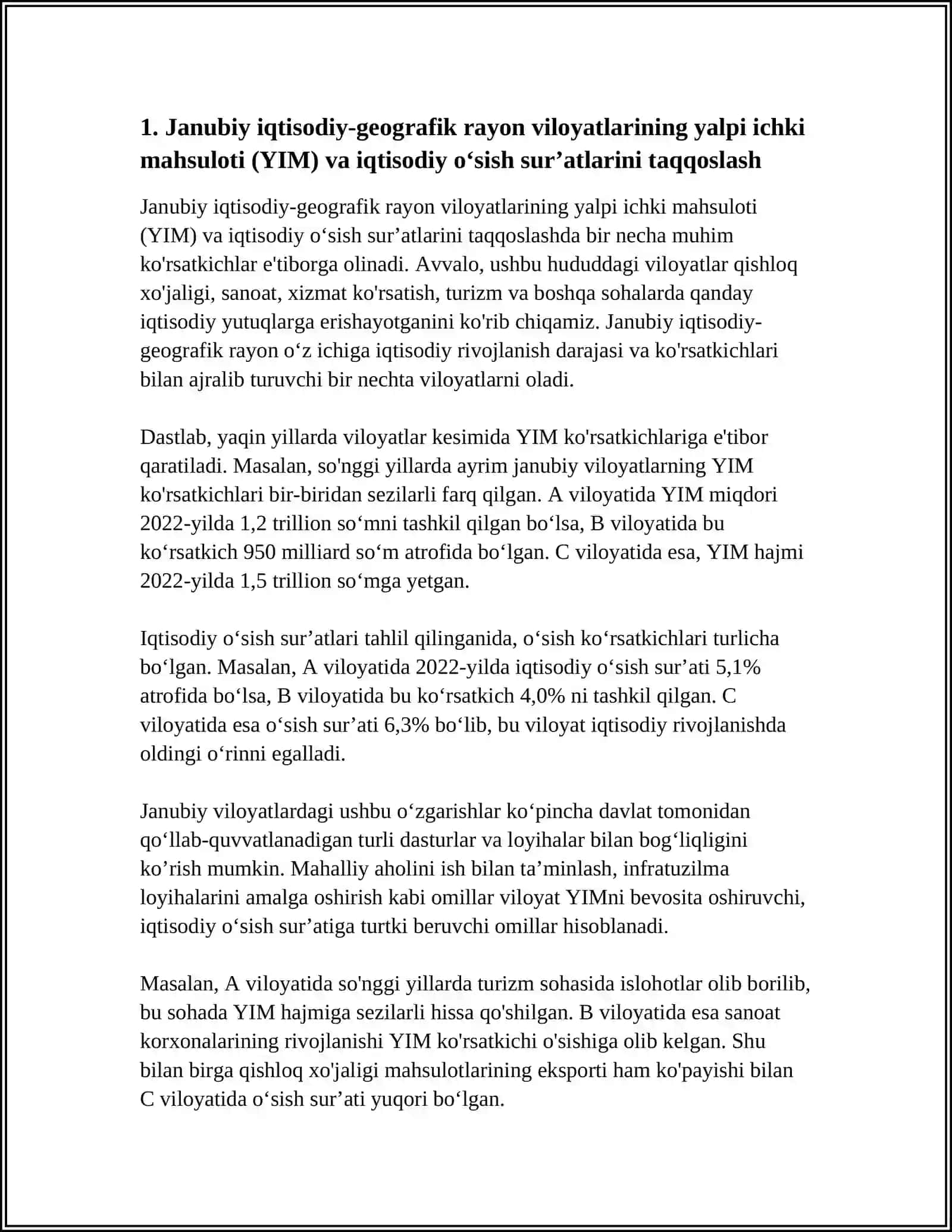 JANUBIY IQTISODIY GEOGRAFIK RAYONI VILOYATLARINI IJTIMOIY IQTISODIY RIVOJLANISHINI TAQQOSLASH 3
