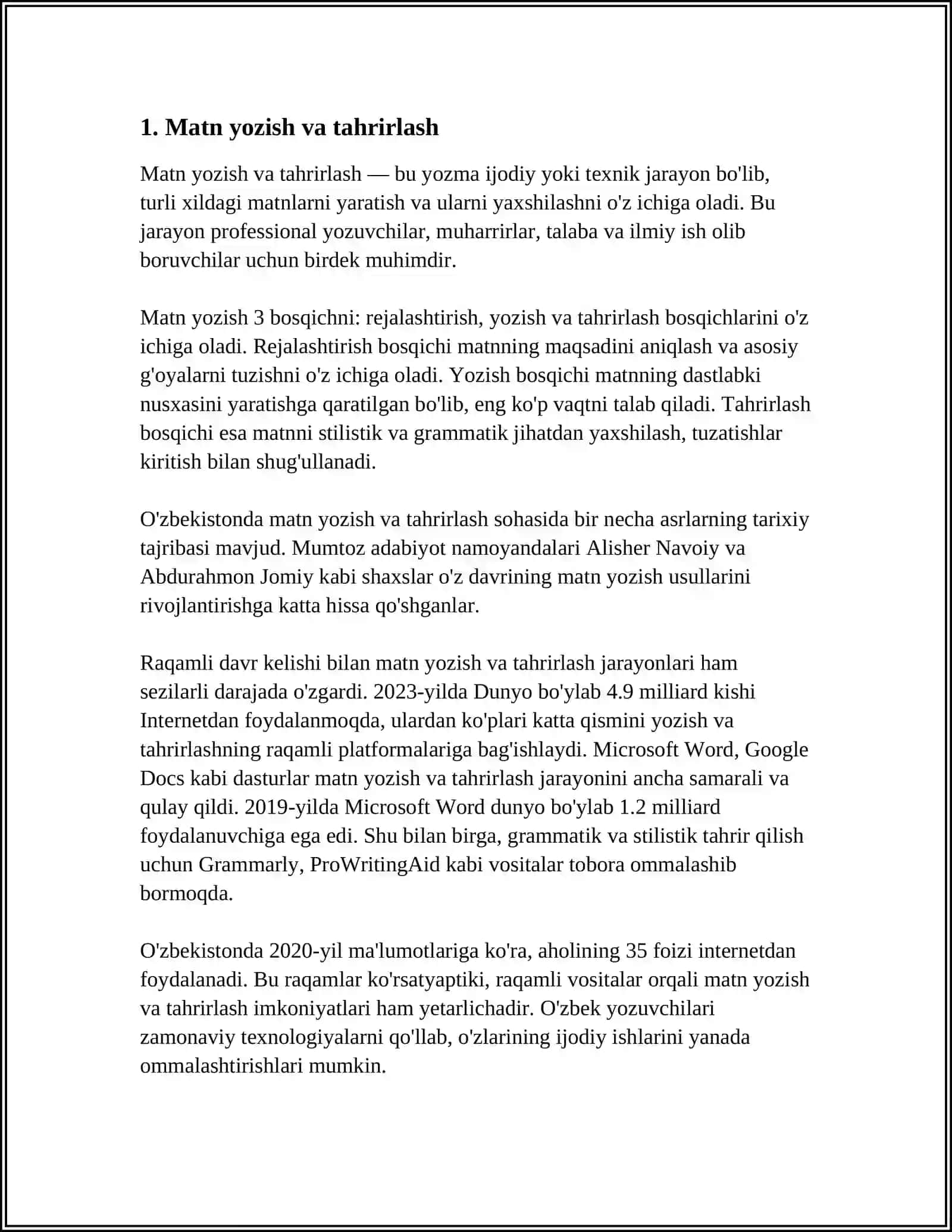 MICROSOFT WORD DASTURIDA HUJJAT TAYYORLASH VA FORMATLASH USULLARI 3