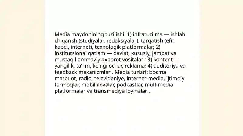 Media maydon tuzilishi va jamiyat rivojigadagi oʼrni 3
