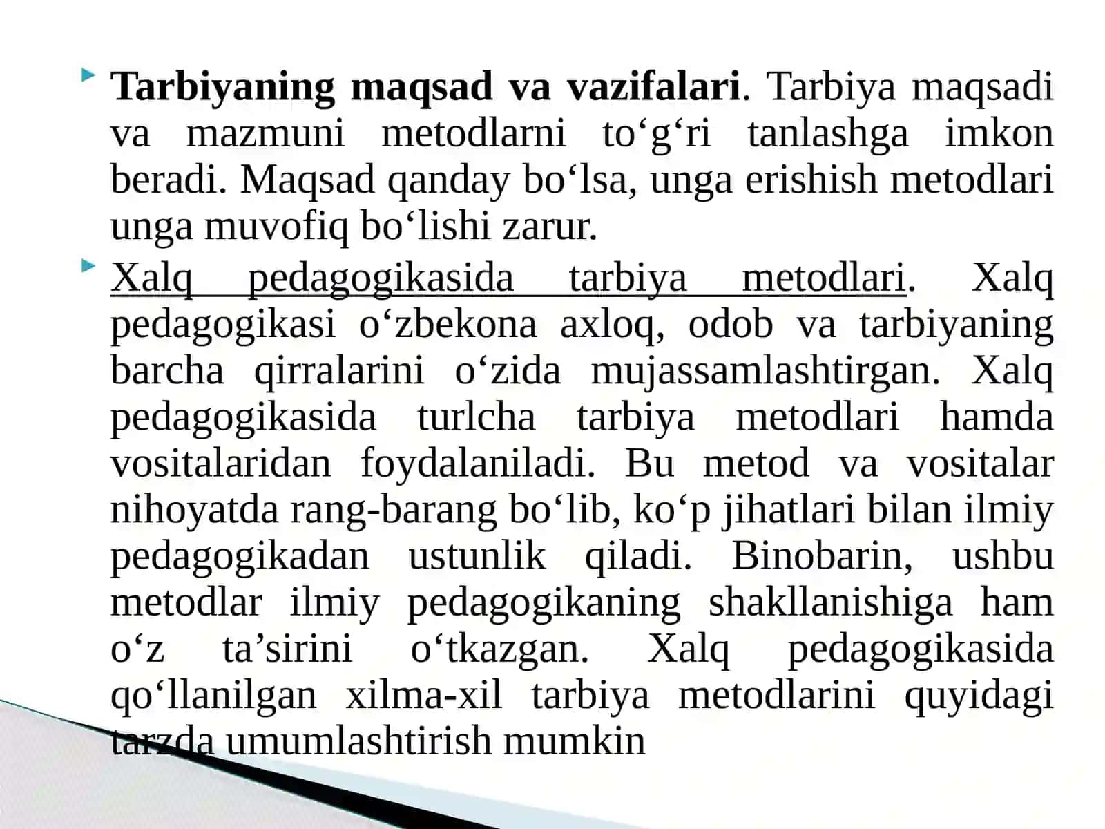 Tarbiya jarayonining shakllari va metodlari 3