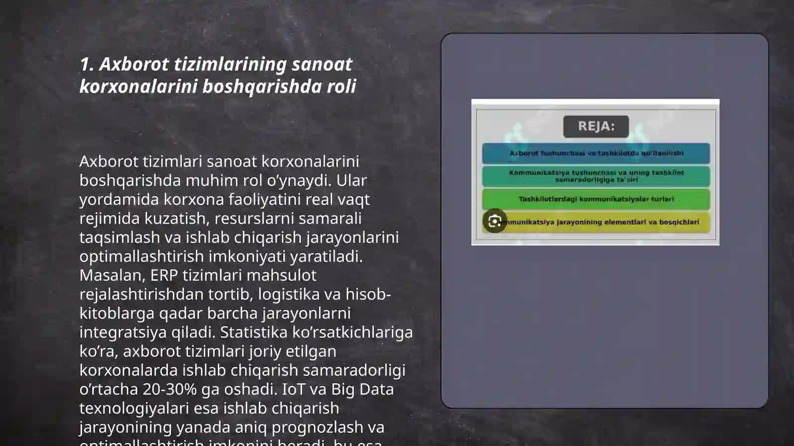 Axborot tizimlarining sanoat korxonalarini boshqarishda roli 3