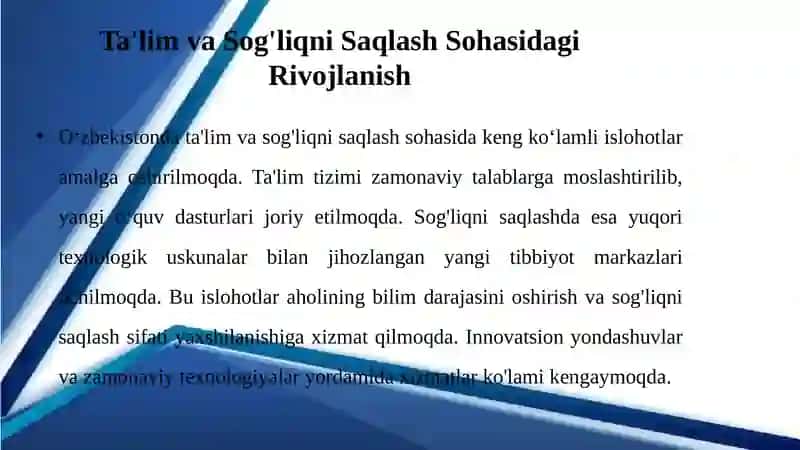 Oʻzbekistonda Ijtimoiy Soha: Yangilanishlar 3