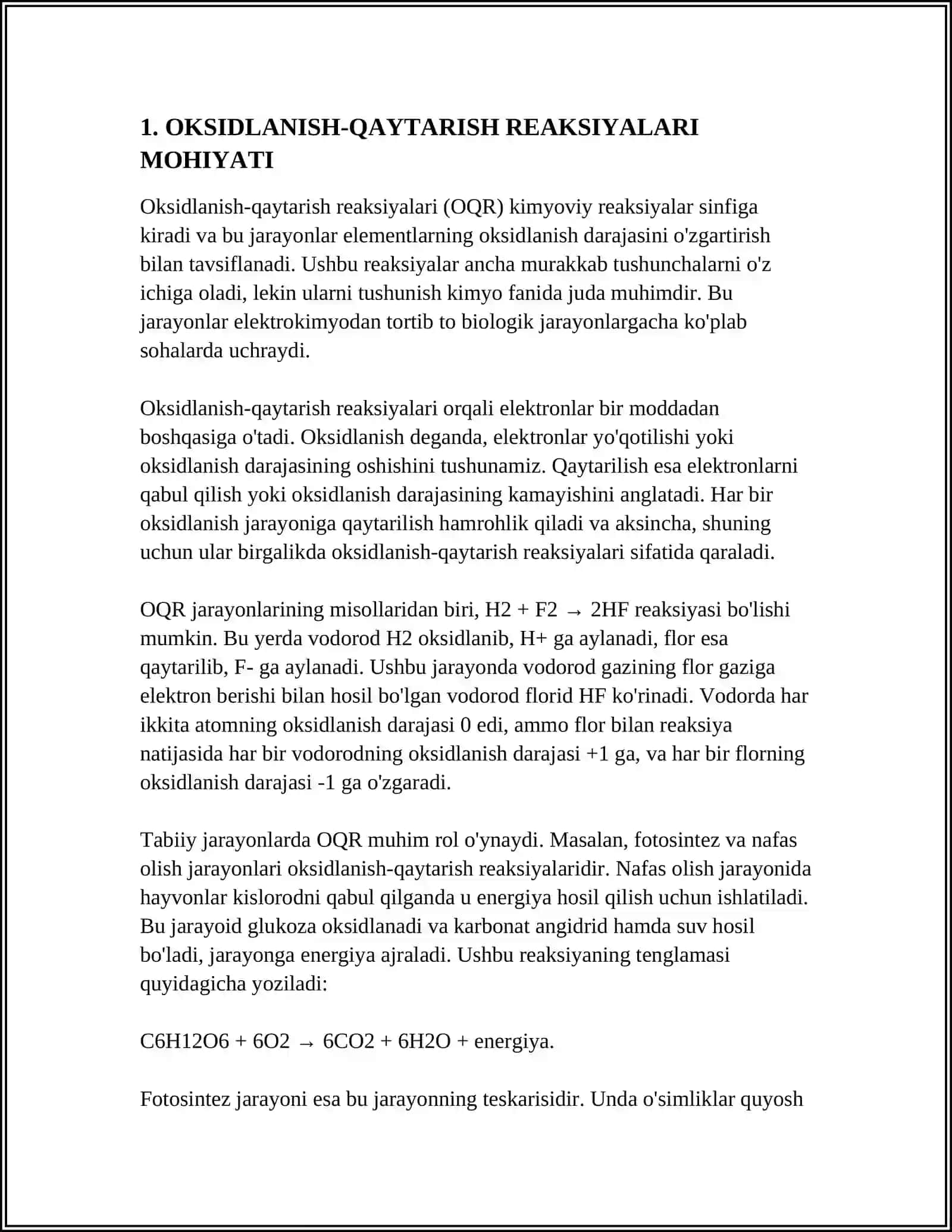 OKSIDLANISH-QAYTARISH REAKSIYALARI 3