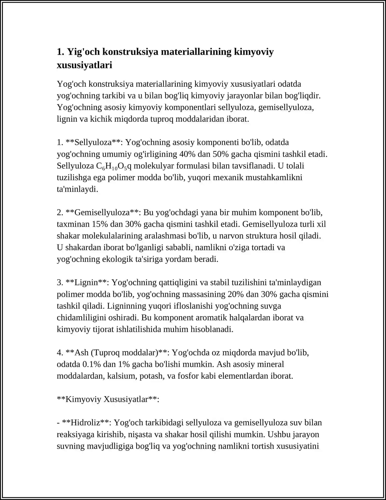 YOG'OCH KONSTRUKTSIYA MATERIALLARINING TAVSIFLARINI ANIQLASH 3