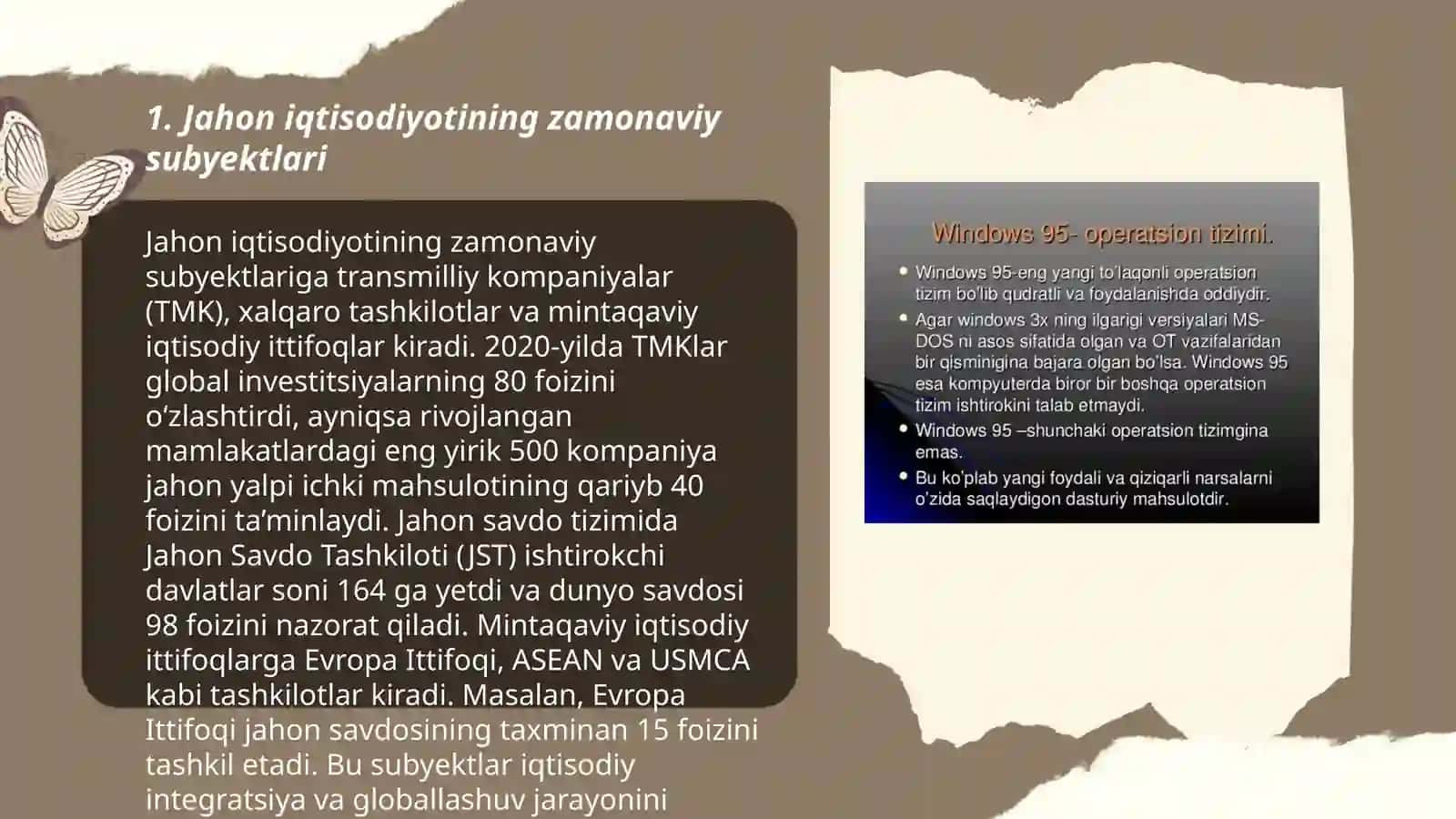 Zamonaviy jahon xòjaligi subyektlari va mamlakatning jahon iqtisodiyotidagi òrnini tavsiflovchi kòrsatkichlar tizimi 3