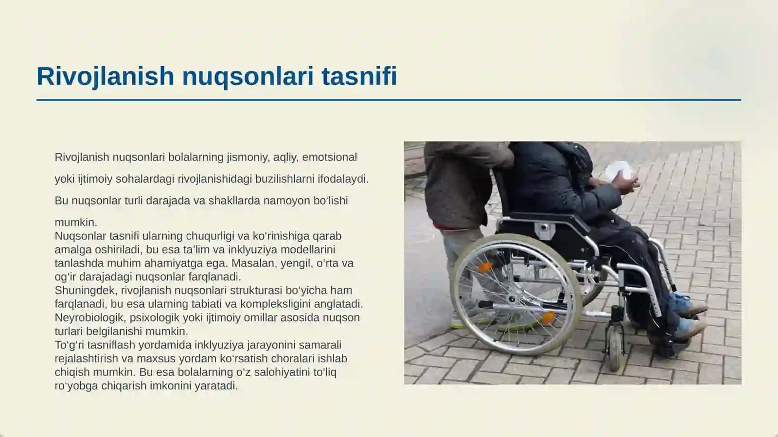 ALOHIDA YORDAMGA MUHTOJ BOLALARDA RIVOJLANISHDAGI NUQSONINING CHUQURLIGI VA TUZILISHIGA QARAB INKLYUZIYA 3