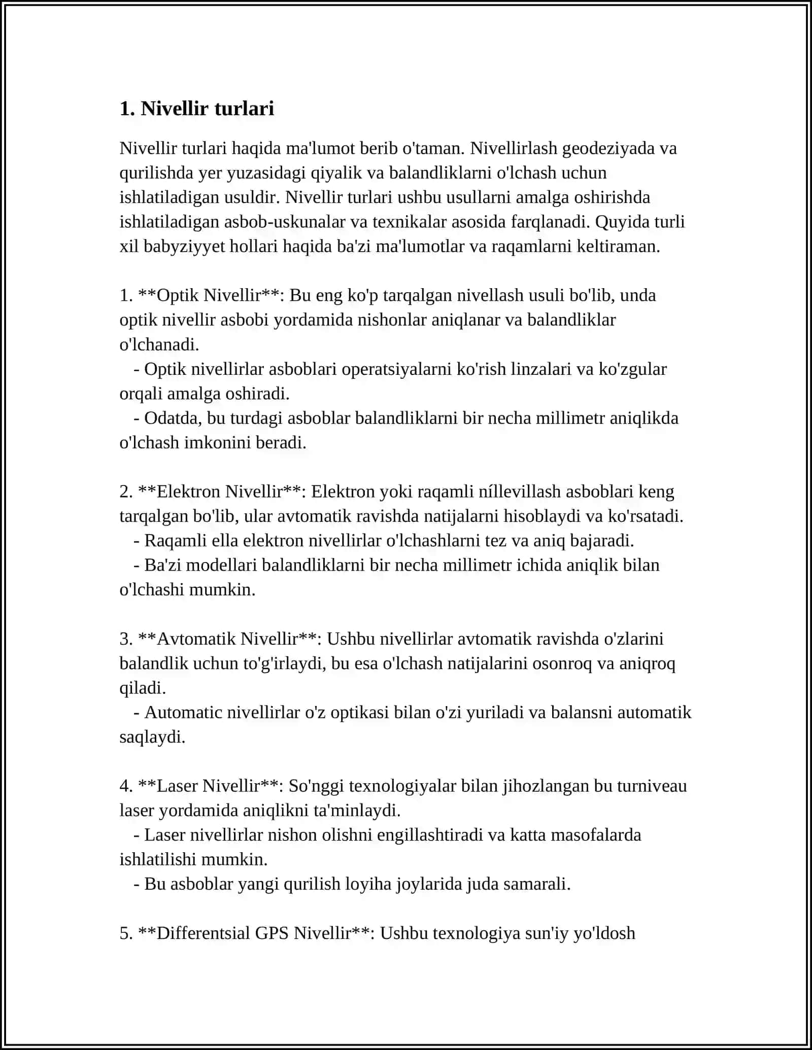 Nivellir Reykalari va Ularni Tekshirishlari 3