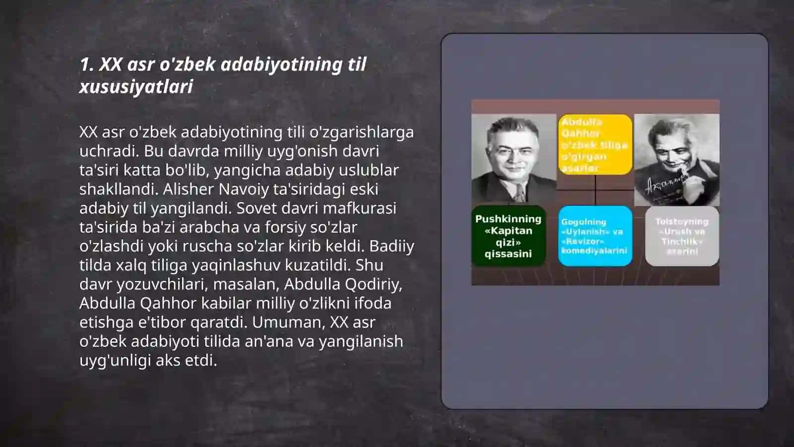 XX asr o'zbek adabiyotning til xususiyatlari 3