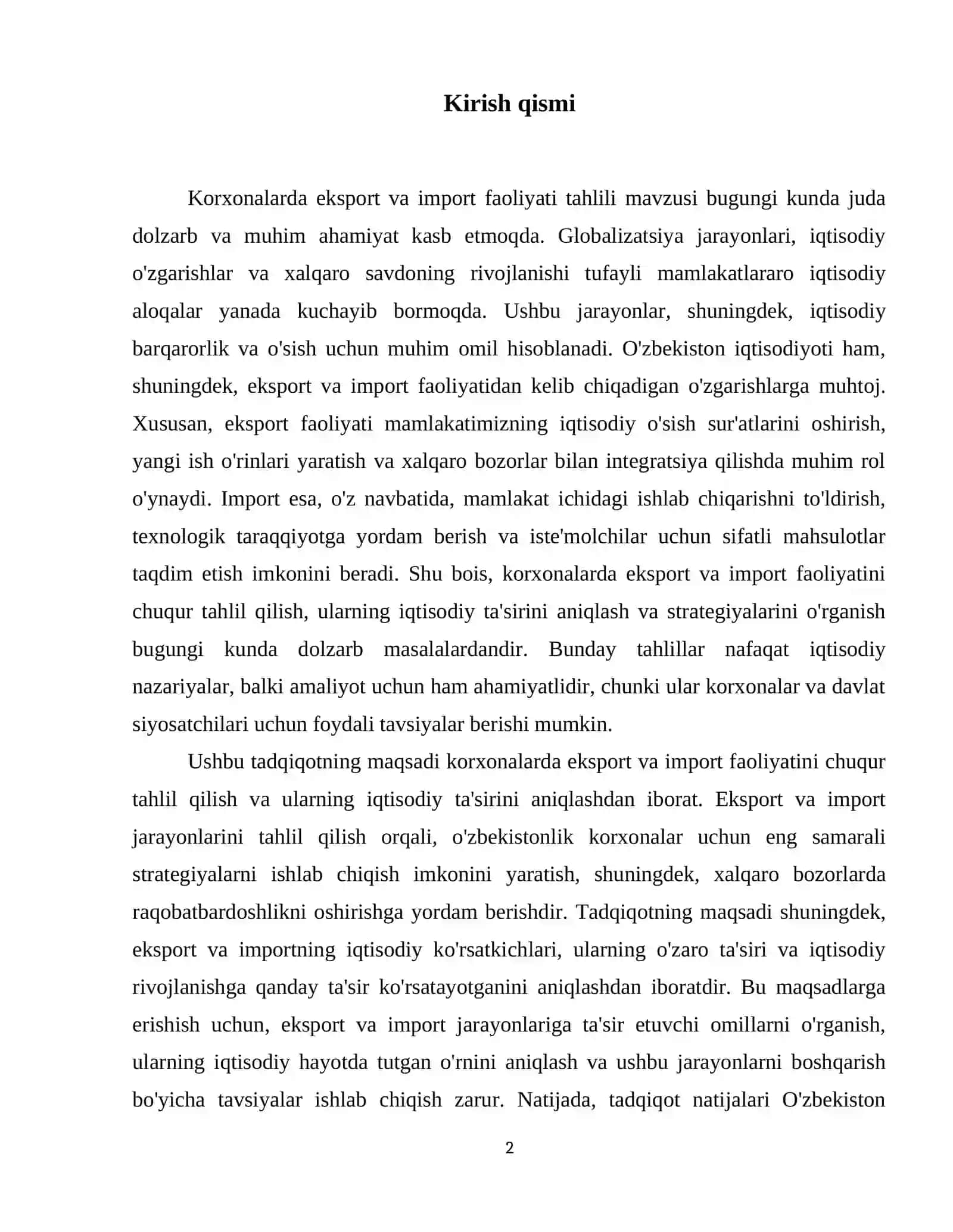 Korxonalarda eksport va import faoliyati tahlili 3